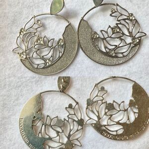 Boocadamo Italian jewelry silver tone round hoop reversible rhinestone